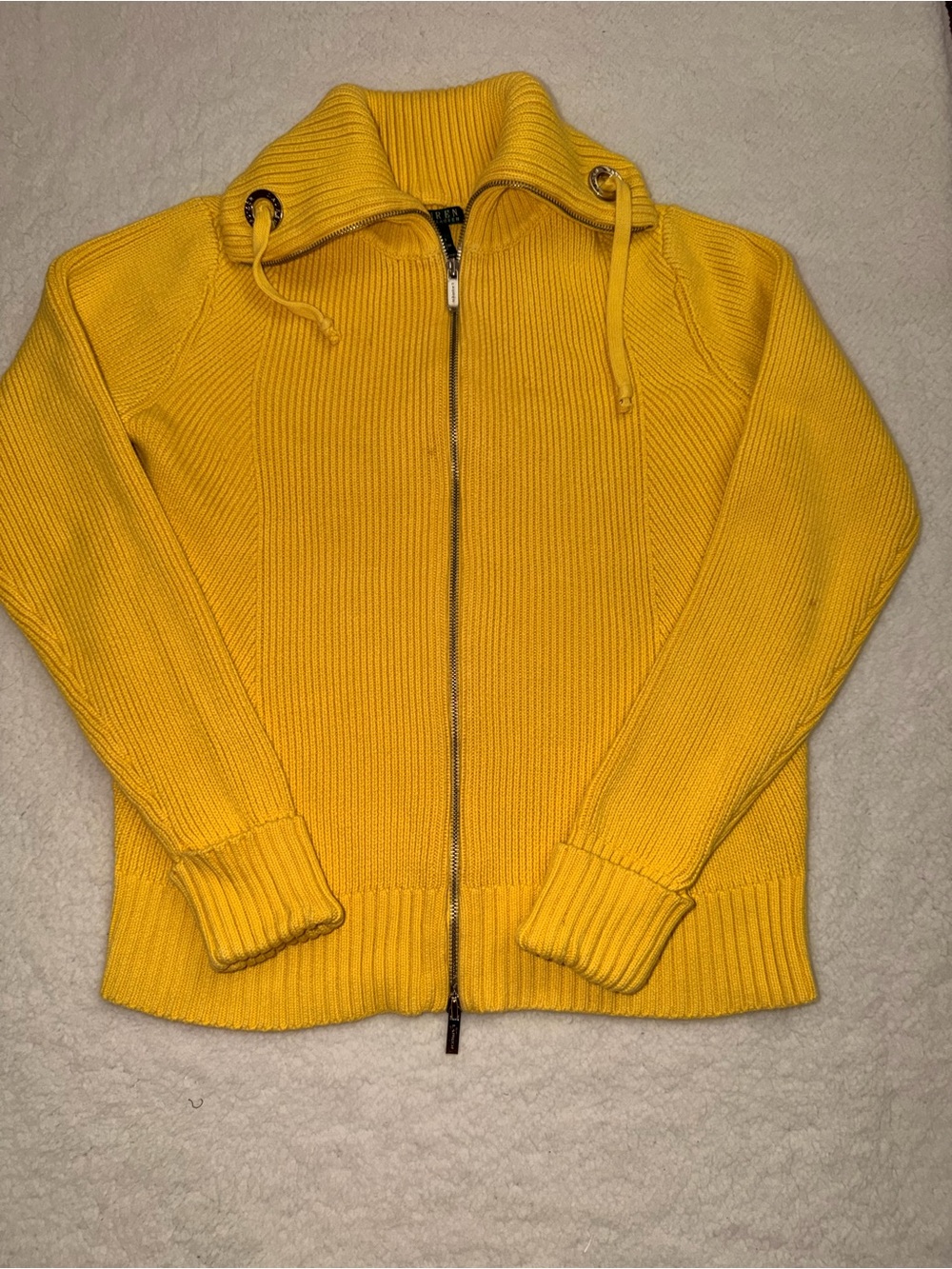 Lauren Ralph Lauren Cotton Yellow Sweater Cardigan Woman’s Size Large